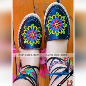 Vibrant Embroidered Espadrilles with Lace-Up Design